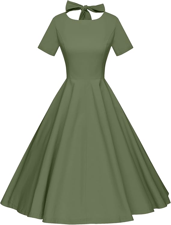 GownTown Womens 1950s Vintage Retro Party Swing Pocket Rockabillty Stretchy Dress