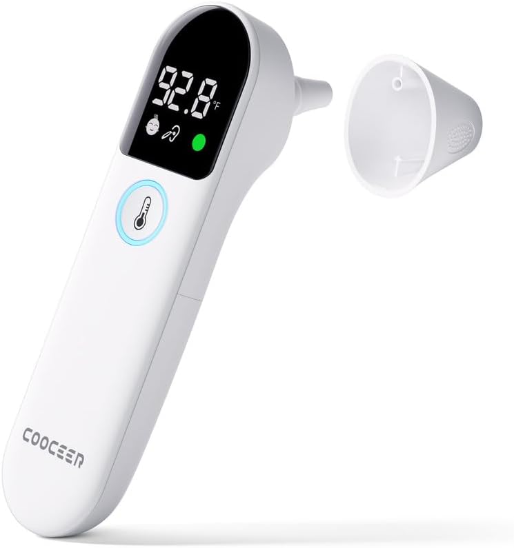 Digital Thermometer for Adults and Kids: Accurate Ear and Forehead Temperature Readings – Fever Alarm – Touchless Ideal for Babies Toddlers Infants Sensiors – Large LED Display – Home Use