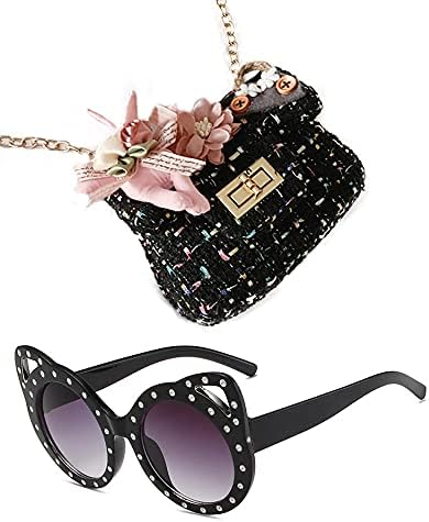 Deerhobbes Design your own Kids Girls’ fashion Mini Handbags girl handbag flower bunny tweed Princess Purses girls sunglasses
