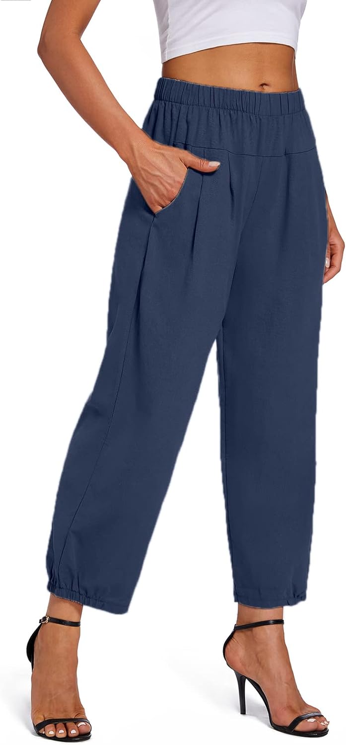 Womens Capri Yoga Pants Wide Leg Loose Comfy Lounge Cropped Capris with Pockets