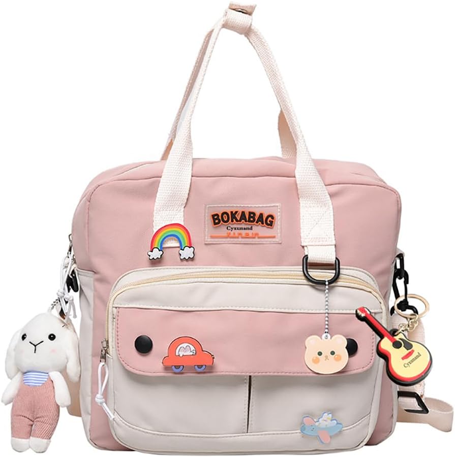 Cute Bags Kawaii Backpack Messenger Bag For School,Aesthetic Backpacks Multifunction Laptop Japanese Ita for Teen Girls Kids Lunch Totes