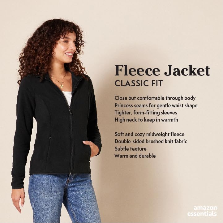 Amazon Essentials Women’s Classic-Fit Full-Zip Polar Soft Fleece Jacket (Available in Plus Size), Blue Heather, Medium