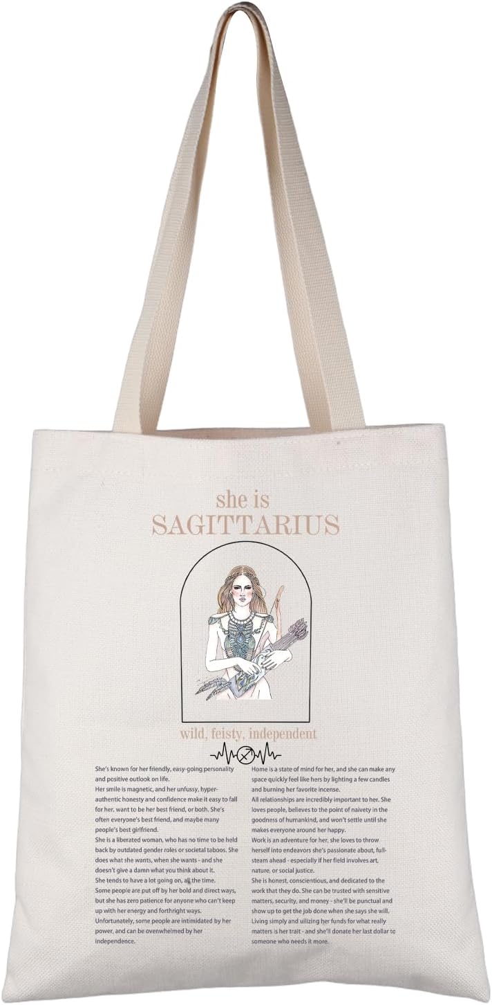 PWHAOO Sagittarius Zodiac Inspired Gift Sagittarius Zodiac Woman G-irl Tote Bag Sagittarius Zodiac Birth Handbag