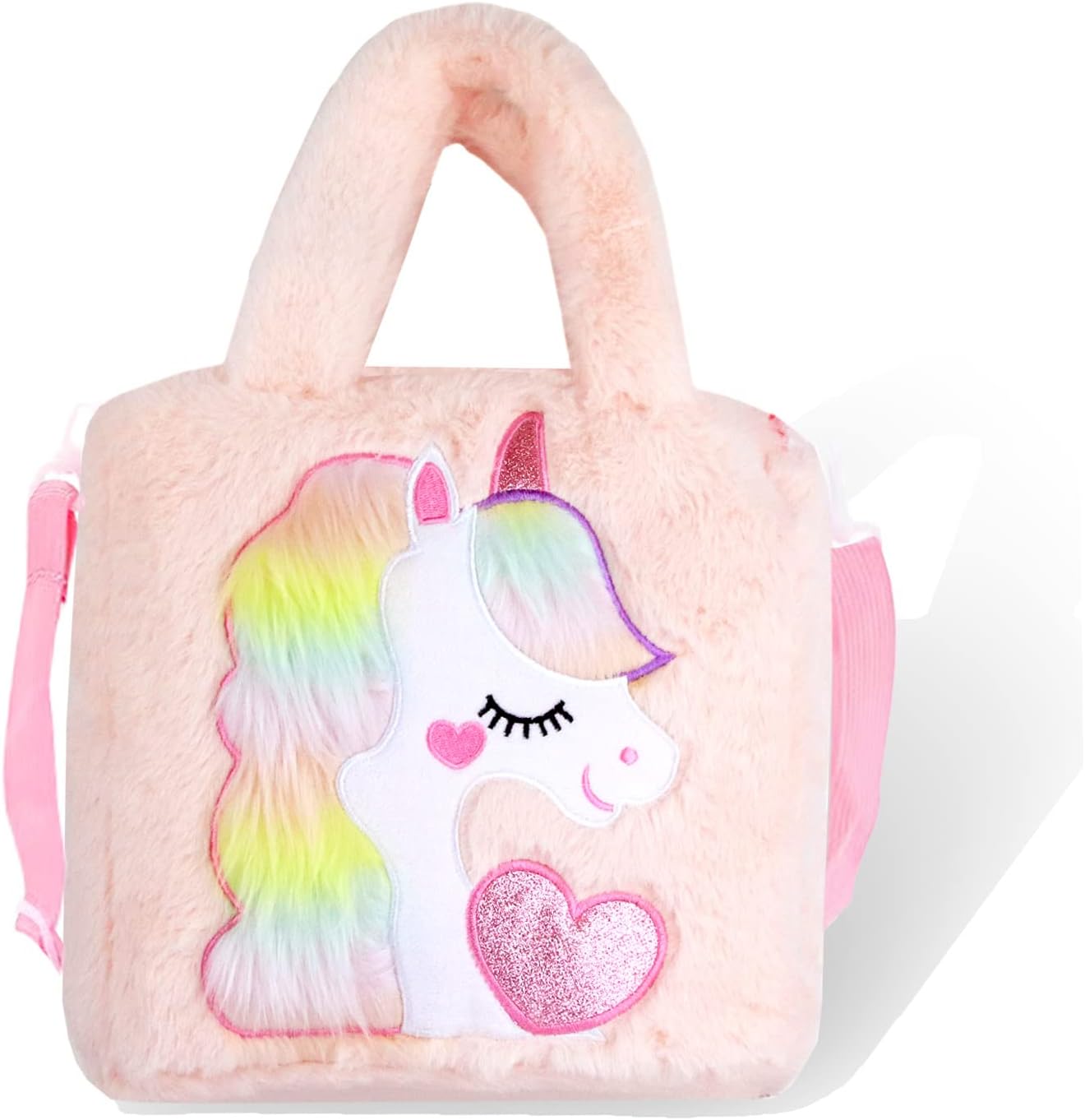 Plush Unicorn Tote Bag Backpack – School Girls Handbag for Travel and Cute Bookbag for Unicorn Party Supplies