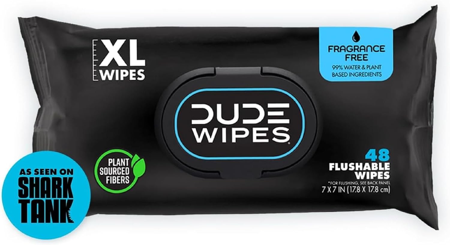 DUDE Wipes – Flushable Wipes – 1 Pack, 48 Wipes – Unscented Extra-Large Adult Wet Wipes – Vitamin-E & Aloe for at-Home Use – Septic and Sewer Safe