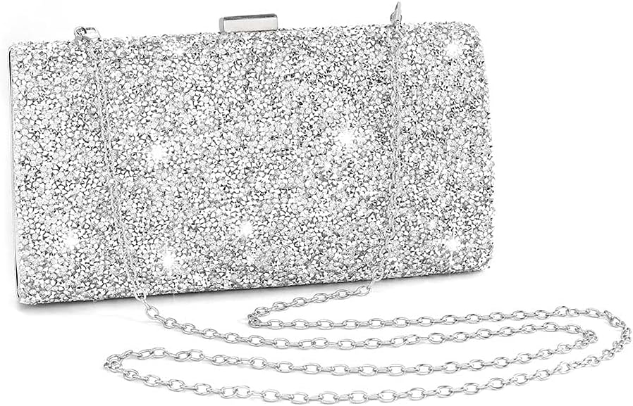 ELABEST Glitter Evening Clutch Bag Rhinestone Handbag Crossbody Purse Wedding Party Bag for Women and Girls