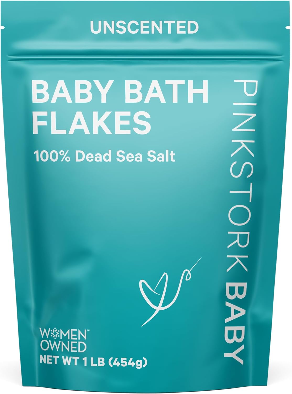Pink Stork Baby Bath Flakes, Calming Fragrance Free Magnesium Bath Salts for Infants and Toddlers to Help Soothe Diaper Rash, Irritation, and Support Restful Sleep Without Melatonin – 16 oz