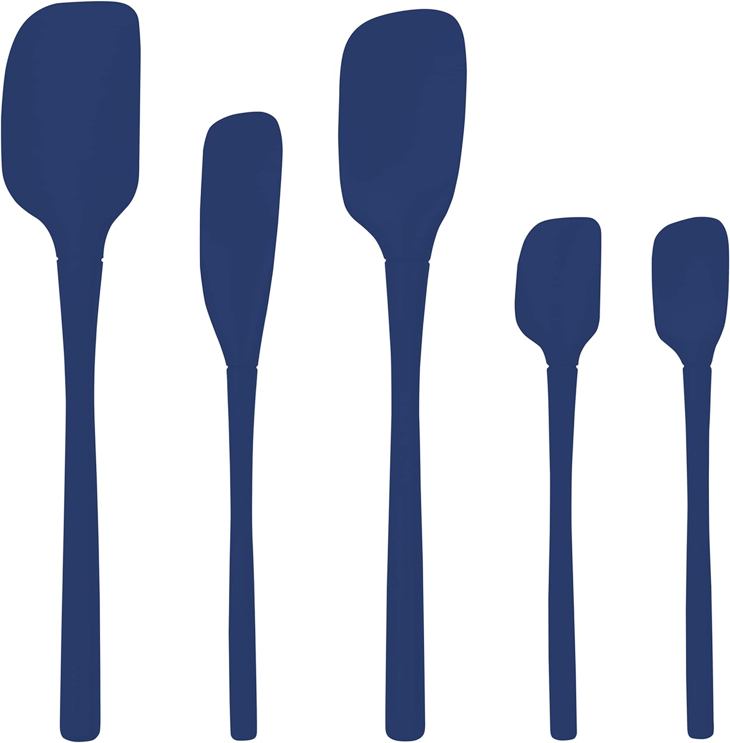 Tovolo Flex-Core All-Silicone Set of 5 Spatulas (Deep Indigo) – Kitchen Utensils & Gadgets Essential for Baking, Cooking, Grilling, Apartment, & New Home/BPA-Free & Dishwasher-Safe