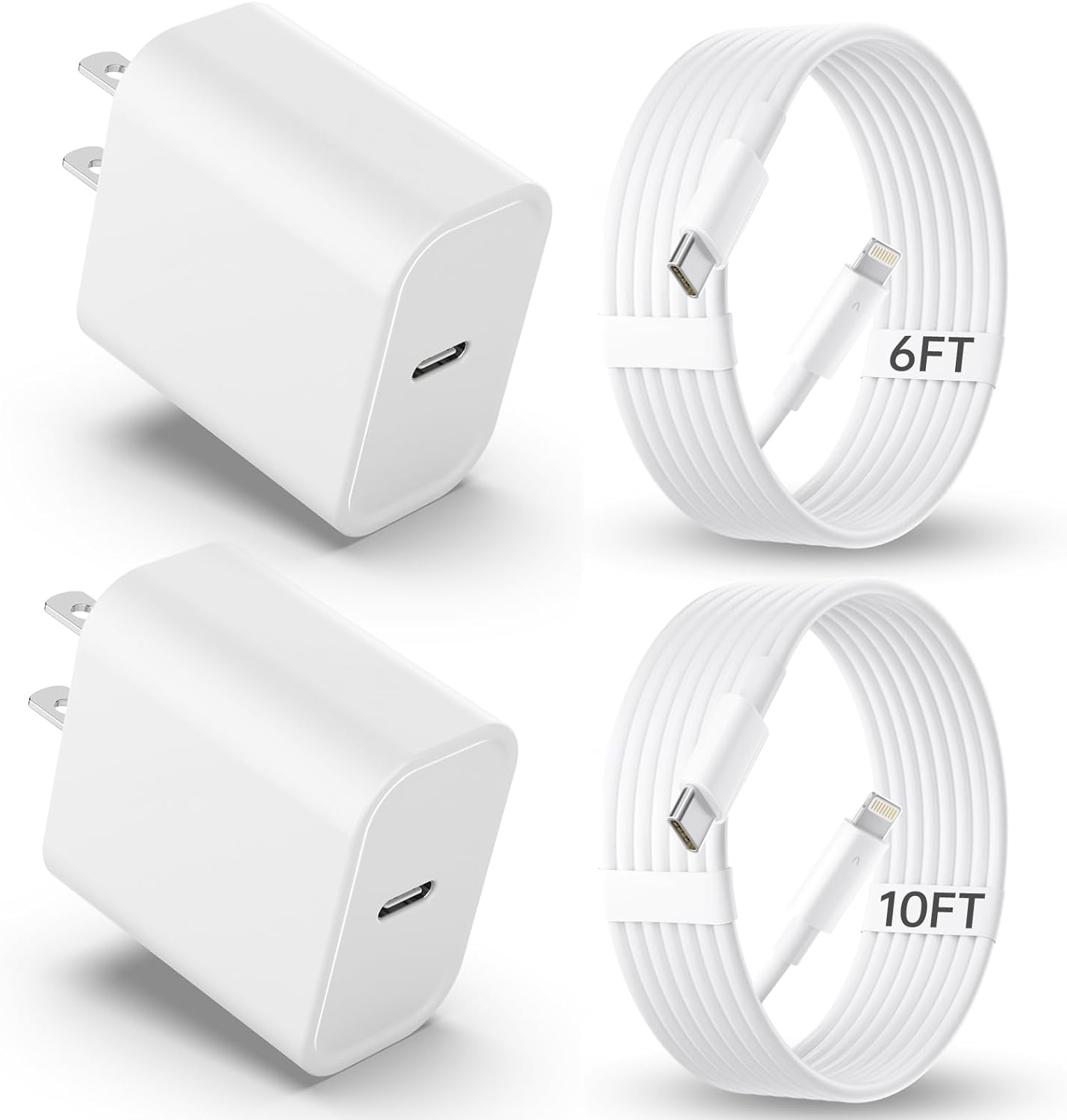 iPhone Charger Fast Charging【MFi Certified】 2Pack 20W PD USB C Wall Fast Charger Block with 6&10FT USB C to Lightning Cable Compatible with iPhone 14 Pro Max/13 Pro Max/12 Pro Max/11Pro/XS/XR/X/8/SE