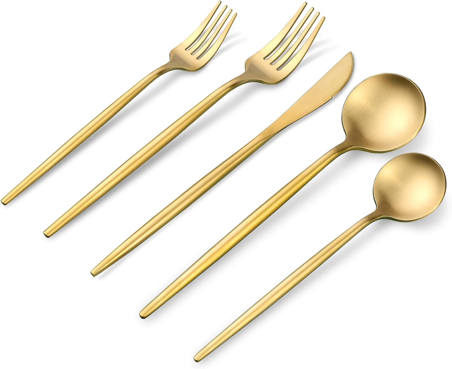 Matte Gold Silverware Set, OGORI 30-Piece Food Grade Stainless Steel Gold Flatware Set, Kitchen Utensil Set Service for 6, Tableware Cutlery Set for Home and Restaurant, Dishwasher Safe