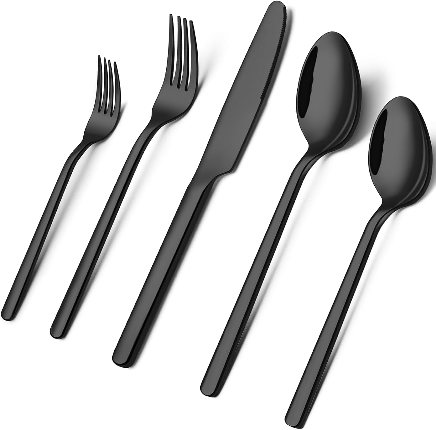 Black Silverware Set, 20 PCs Black Flatware Set for 4, 18/10 Stainless steel Cutlery Set for Home Kitchen and Restaurant(Black, 20 pieces for 4)
