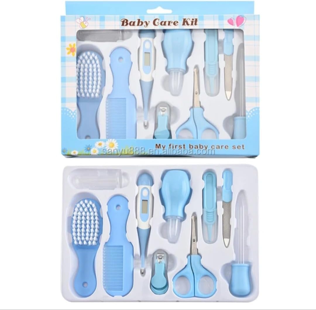 10 PCS Baby Grooming Health Care KIT for New Borns and Toddlers (Blue) Ideal for Travelling & Home Use