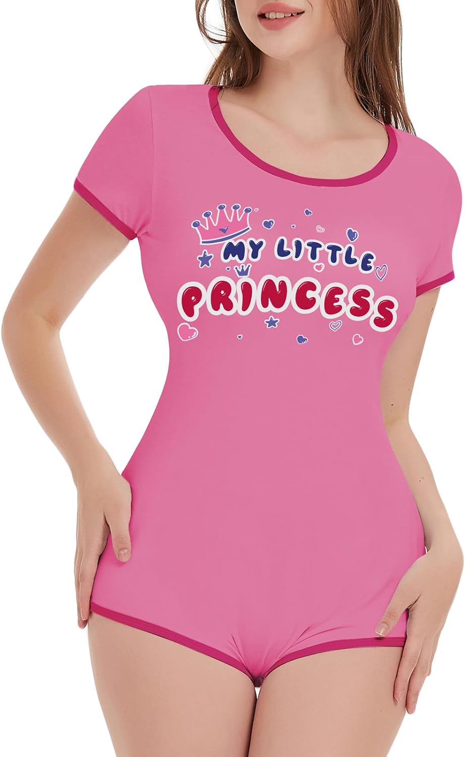 Women’s Short Sleeve Romper Pajamas Bodysuit My Little Prince Onesie Jumpsuit Nightwear Sleepwear