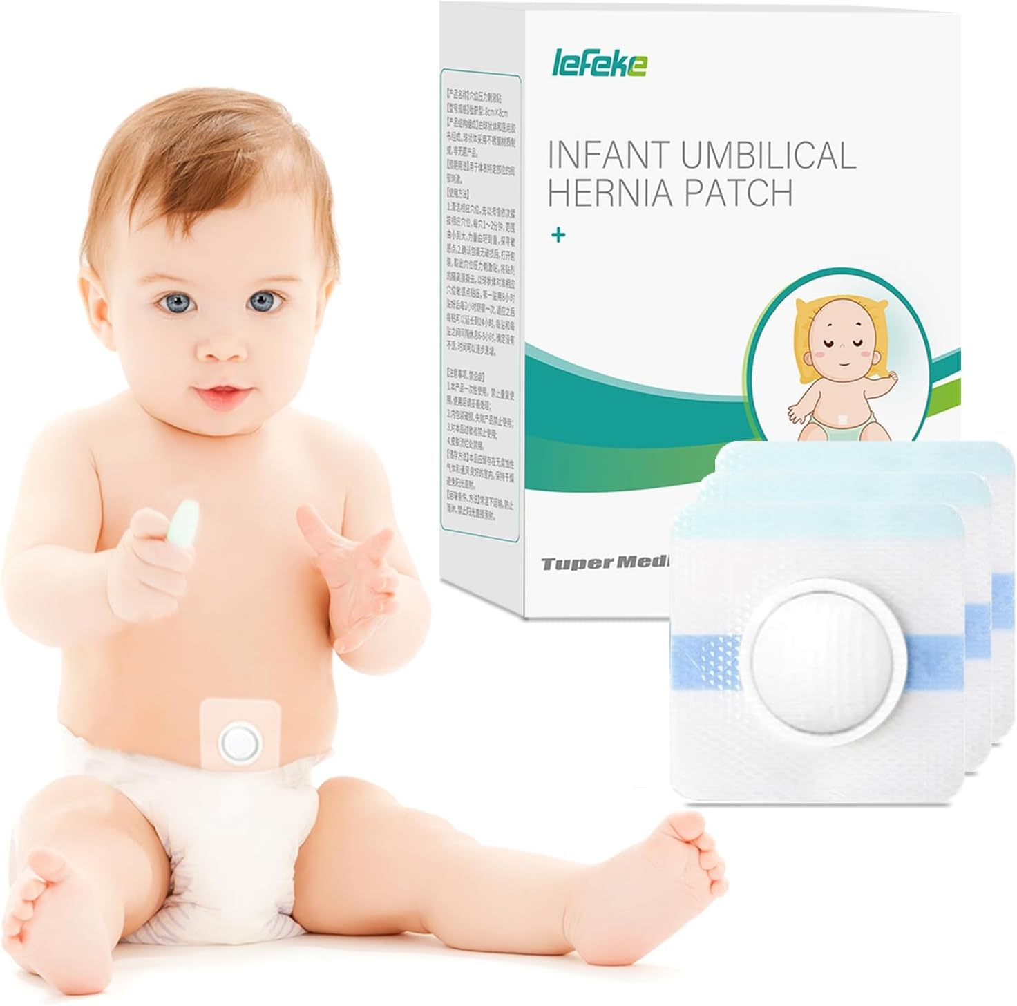 Baby Belly Navel Patches, Cotton Pads for Baby Belly Button Hernia, Infant Essentials Must Haves (14 Pieces)