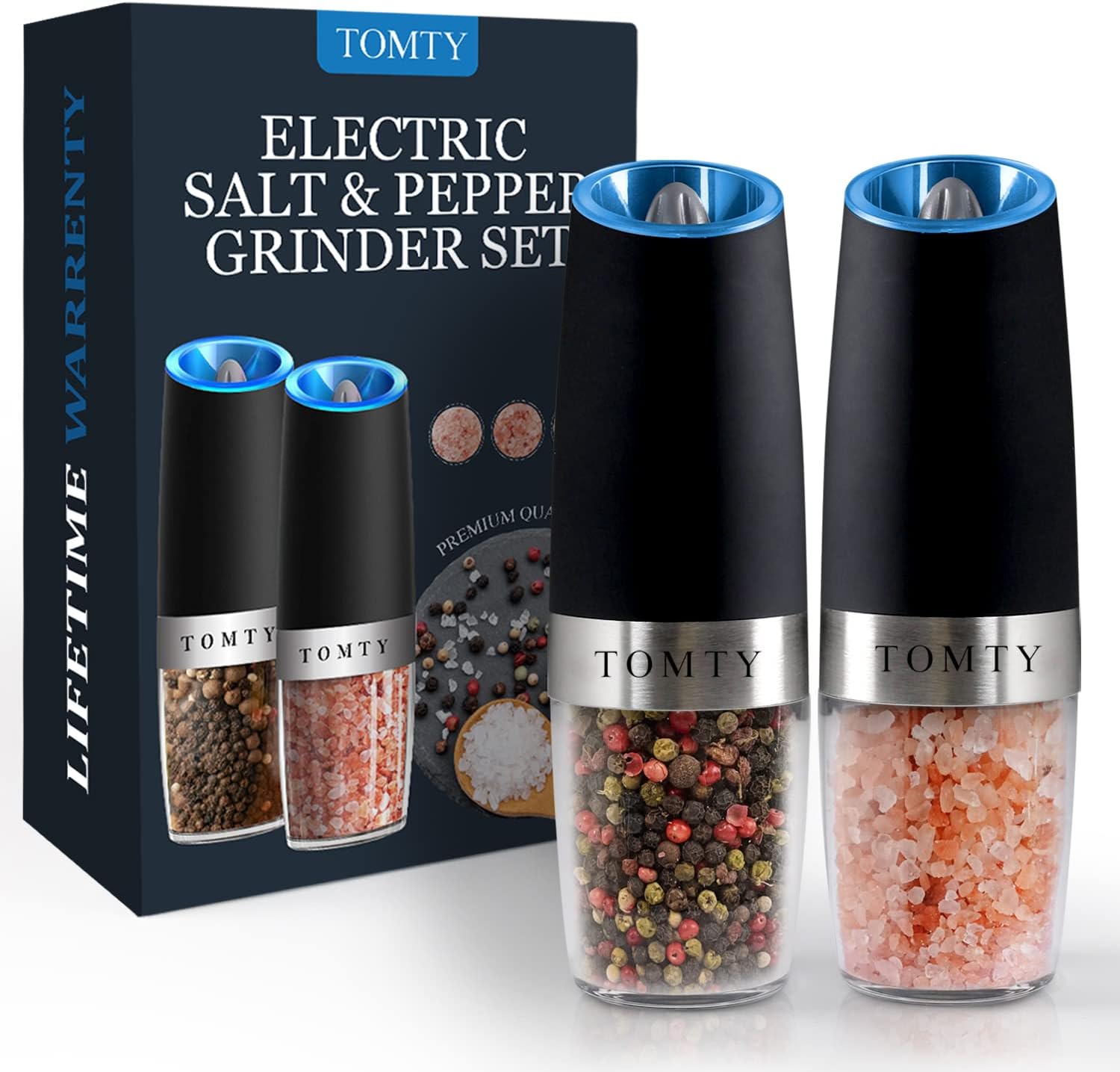 Gravity Electric Salt and Pepper Grinder Set: Ideal Gifts for Women and Men, Perfect for White Elephant, Kitchen Gadgets for Housewarming, Cooking, Grilling – Battery Operated Shakers Automatic