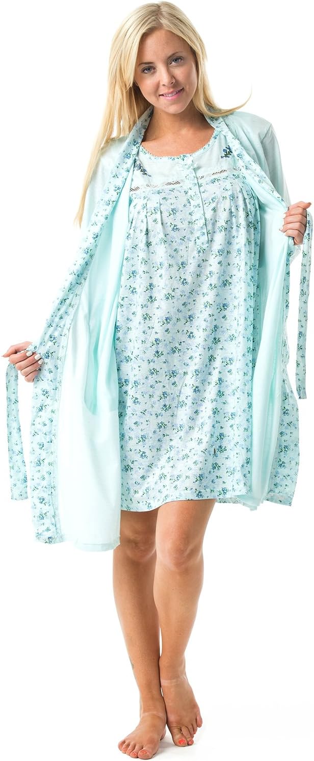 Casual Nights Women’s Sleepwear 2 Piece Nightgown and Robe Set