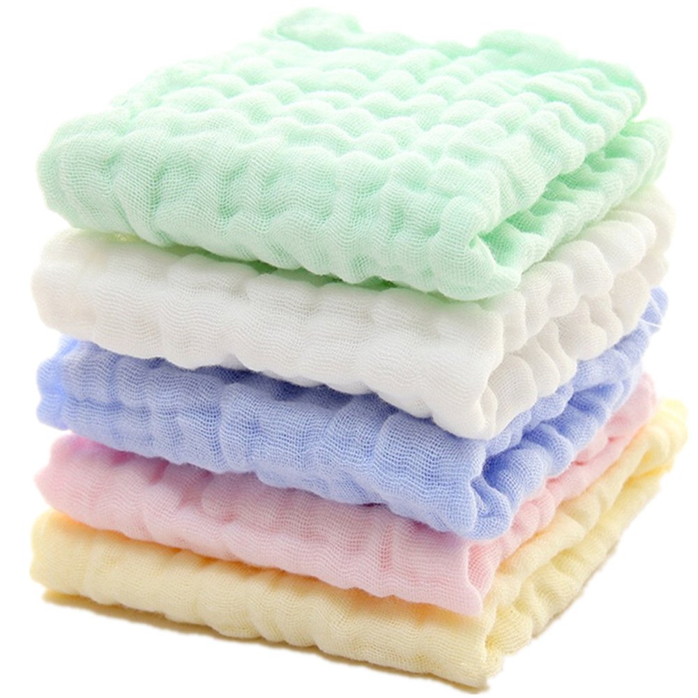 MUKIN Baby Washcloths – Natural Cotton Baby Wipes – Soft Newborn Face Towel and Washcloth for Sensitive Skin, Registry as Shower, 5 Pack 12×12 inches
