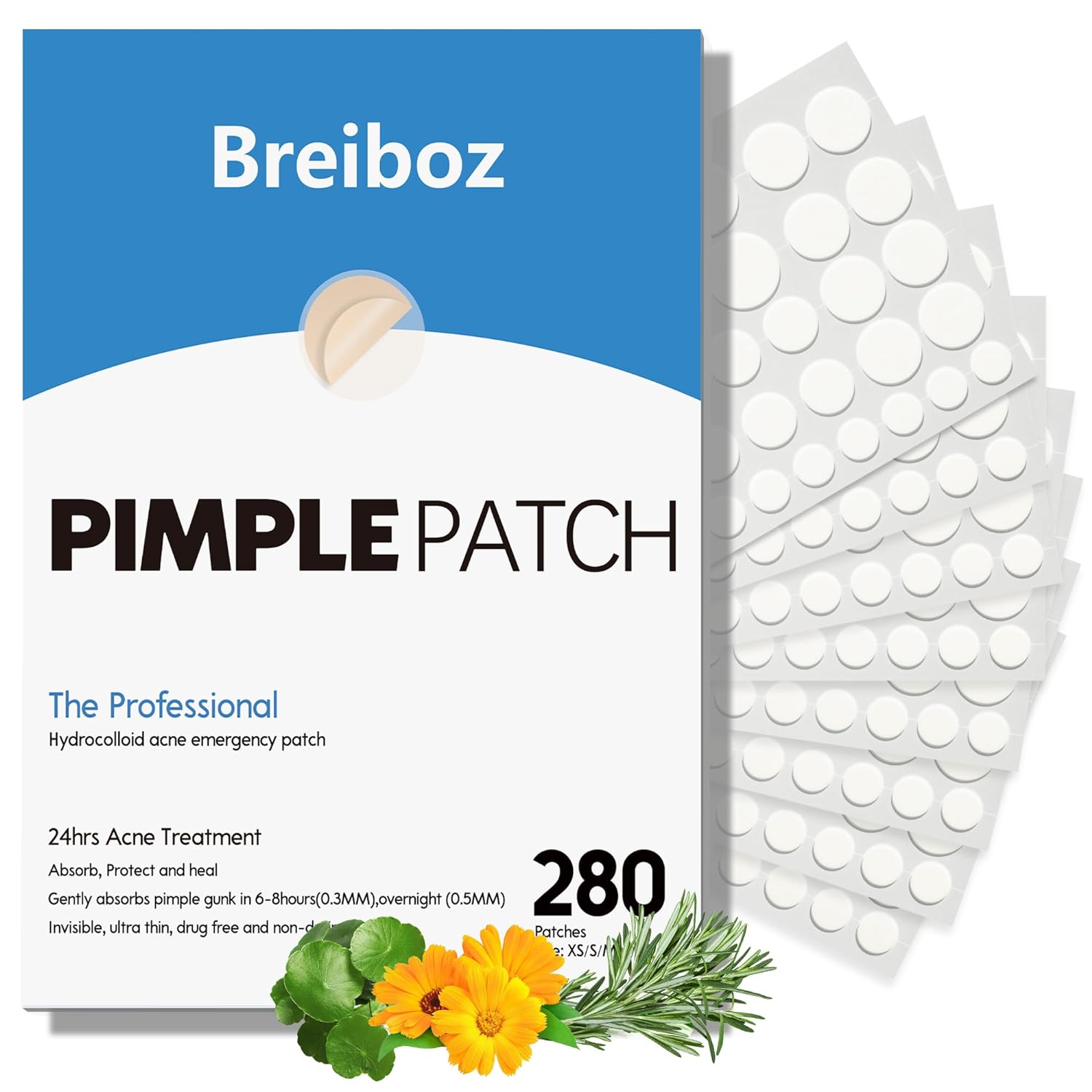Day and Night Acne Pimple Patches for Face Invisible Spot Patches for Covering Zits and Blemishes with Tea Tree, Salicylic Acid & Cica Oil-280 Patches,5 Size,2 Thickness…