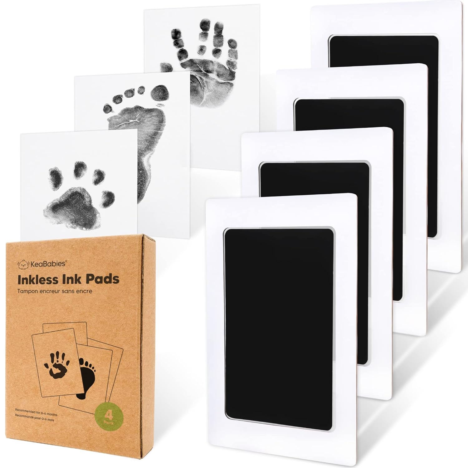4-Pack Inkless Hand and Footprint Kit – Ink Pad for Baby Hand and Footprints – Dog Paw Print Kit,Dog Nose Print Kit – Baby Footprint Kit, Clean Touch Baby Handprint Kit, Mother’s Day Gift (Jet Black)
