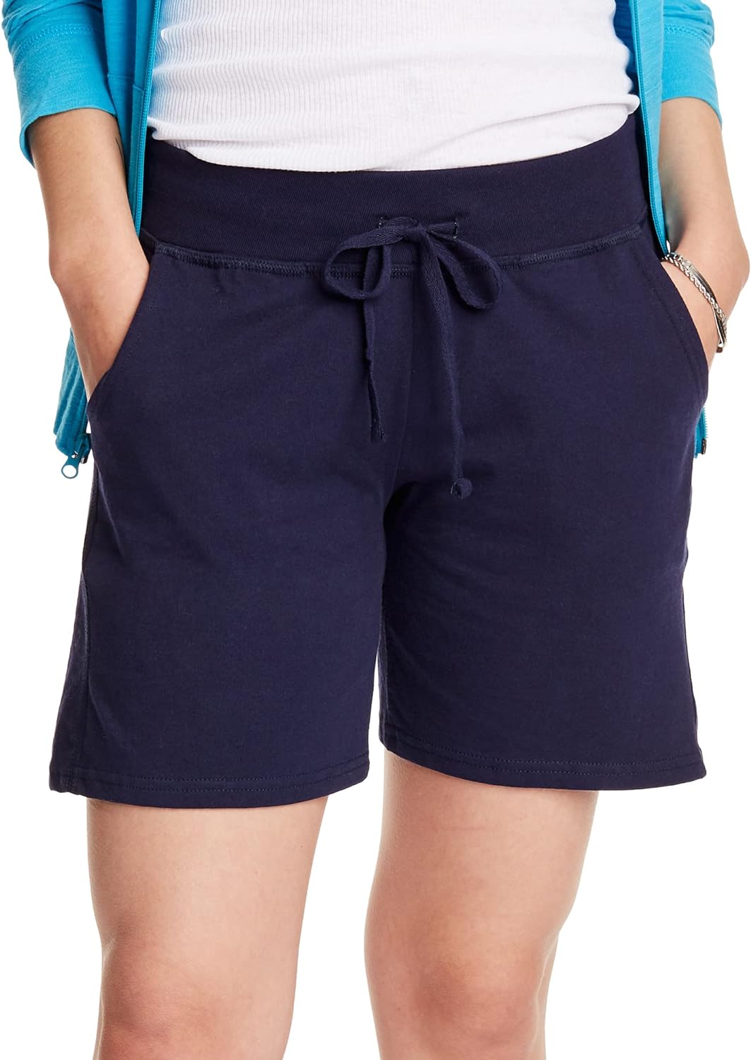 Hanes Women’s Jersey Pocket Shorts, Drawstring Cotton Jersey Shorts, 7″ Inseam