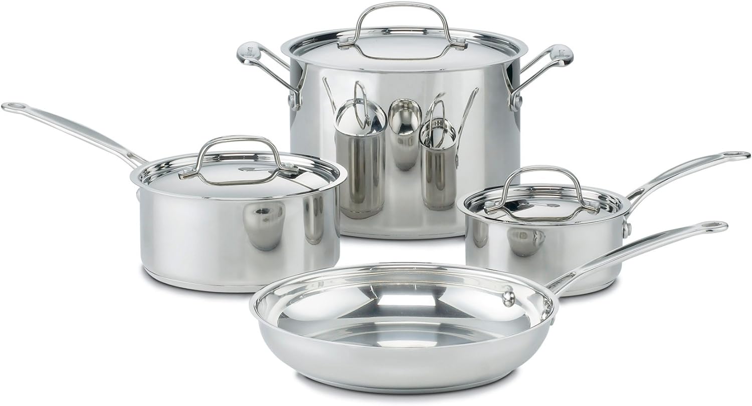 Cuisinart 7-Piece Cookware Set, Chef’s Classic Stainless Steel Collection, 77-7P1