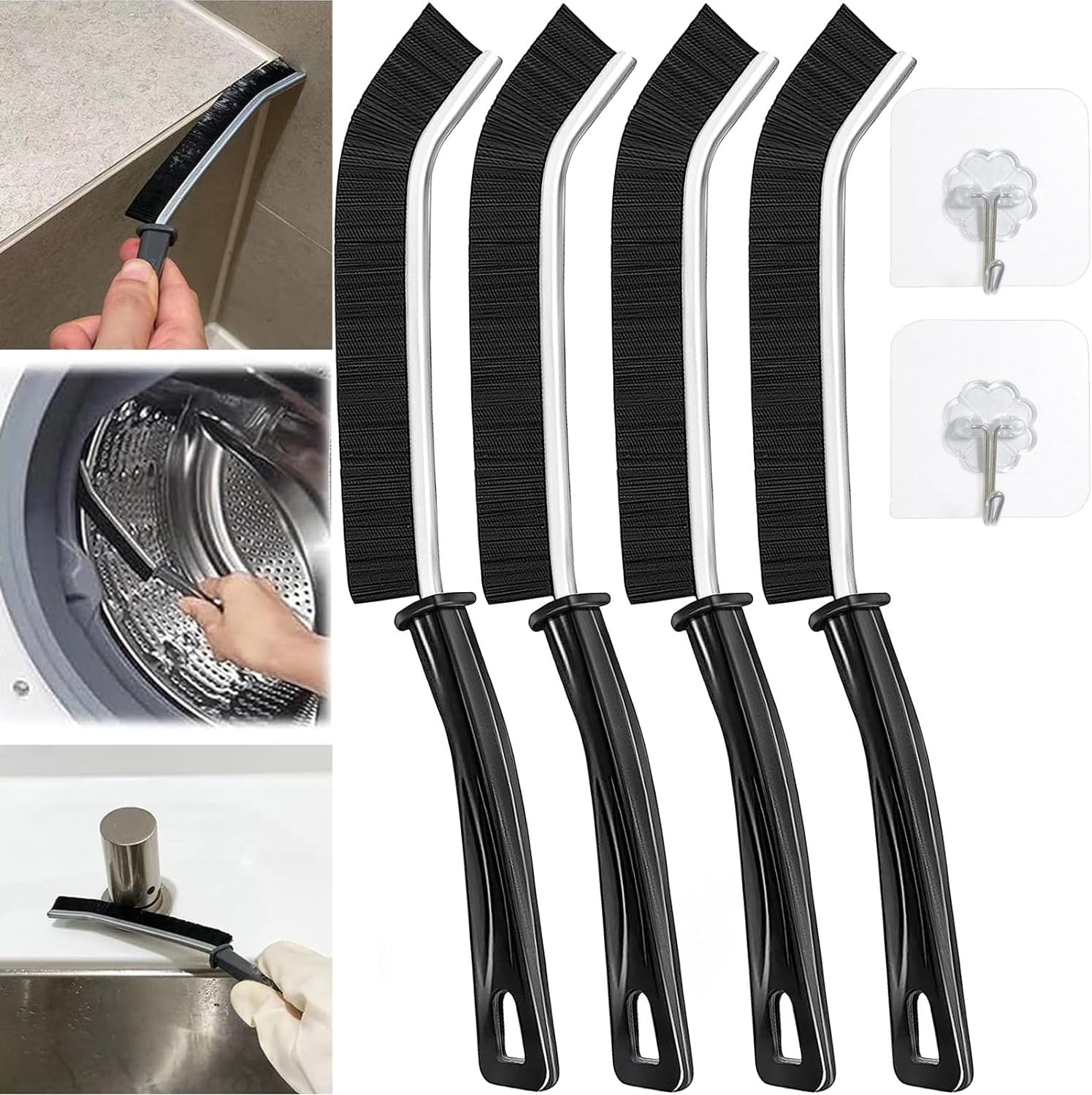 4 Pcs Hard Bristle Crevice Cleaning Brush, Multifunctional Gap Cleaning Brushes, Crevice Cleaning Tool, Groove Grout Cleaner Brush, Small Cleaning Brush for Shutter Door Window Track Kitchen.
