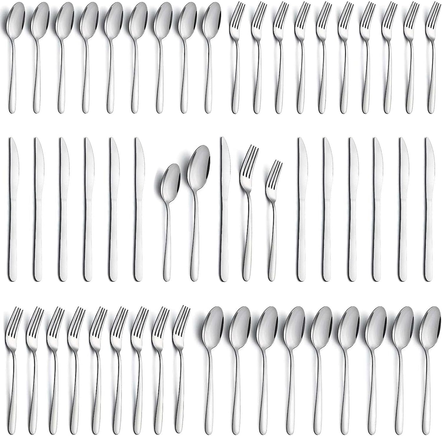 60 Piece Stainless Steel Silverware Set for 12, Premium Polished Flatware Sets, Forks Spoons and Knives Set, Food-Grade Cutlery Set for Home Kitchen Restaurant Hotel, Dishwasher Safe Utensils Set