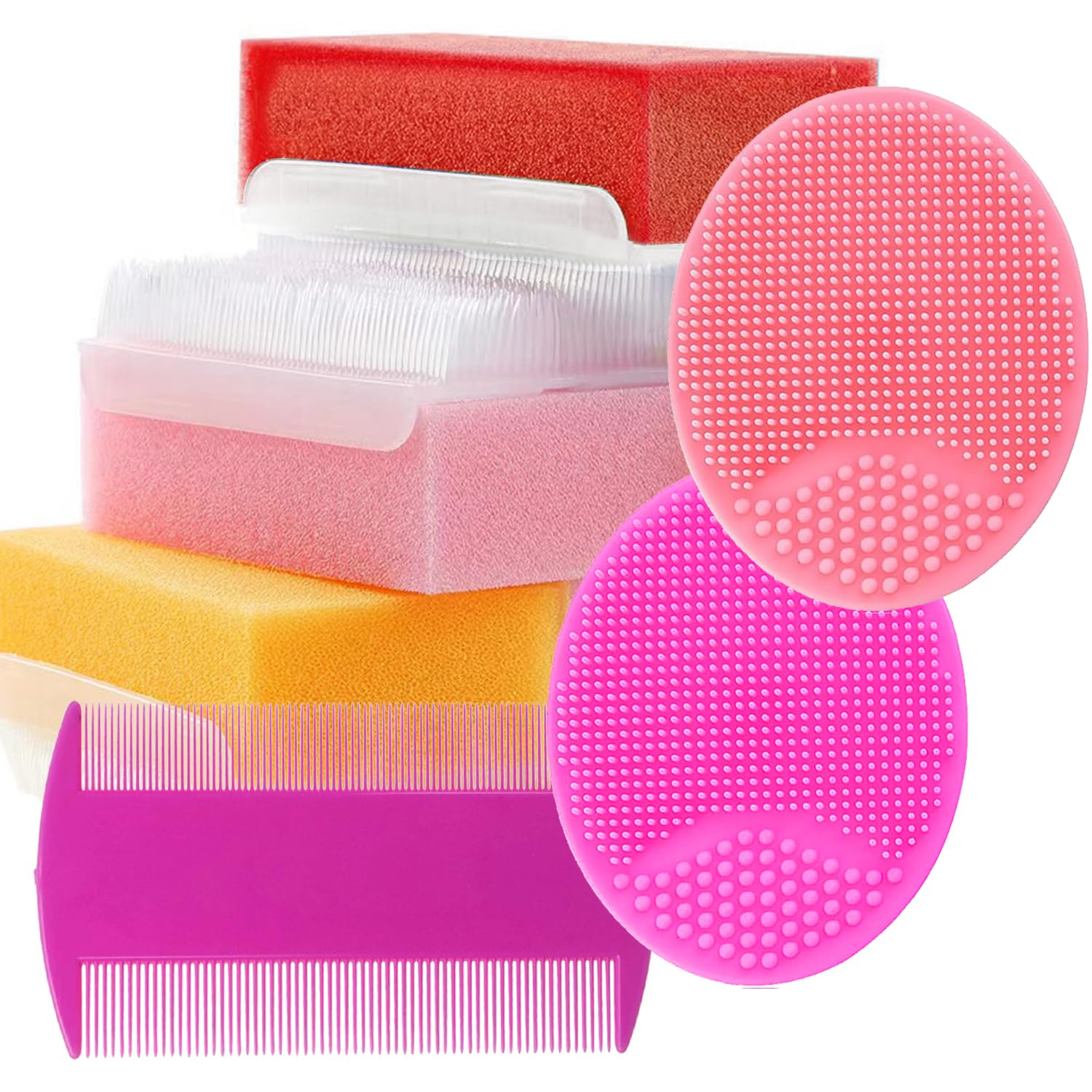 Baby Bath Sponges for Newborns – Baby Cradle Cap Brush – Cradle Cap Comb for Babies (Pack of 6) (Mixed Color A)