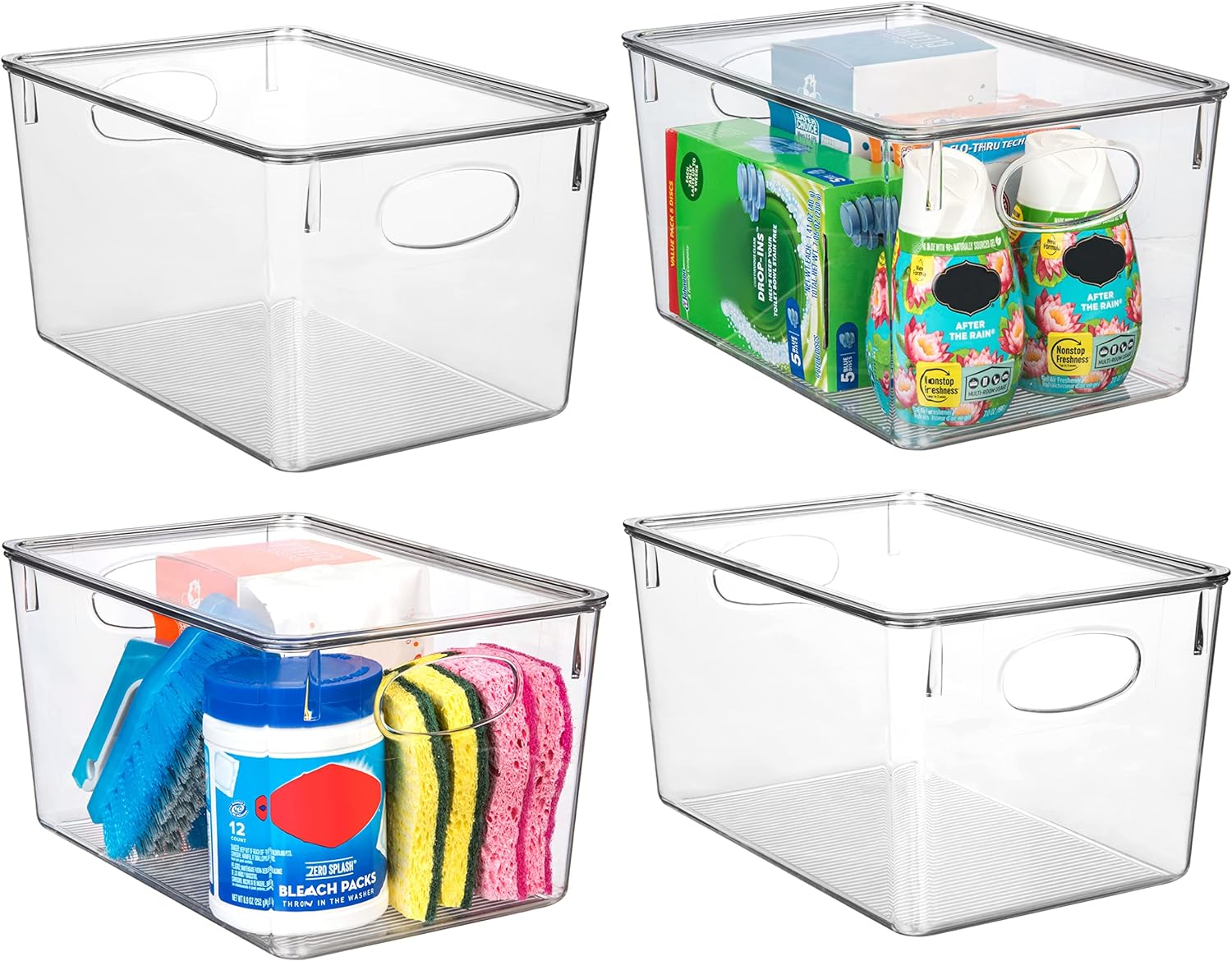 ClearSpace Plastic Storage Bins With lids – Perfect Kitchen Organization or Pantry Storage – Fridge Organizer, Cabinet Organizers – 4 Pack