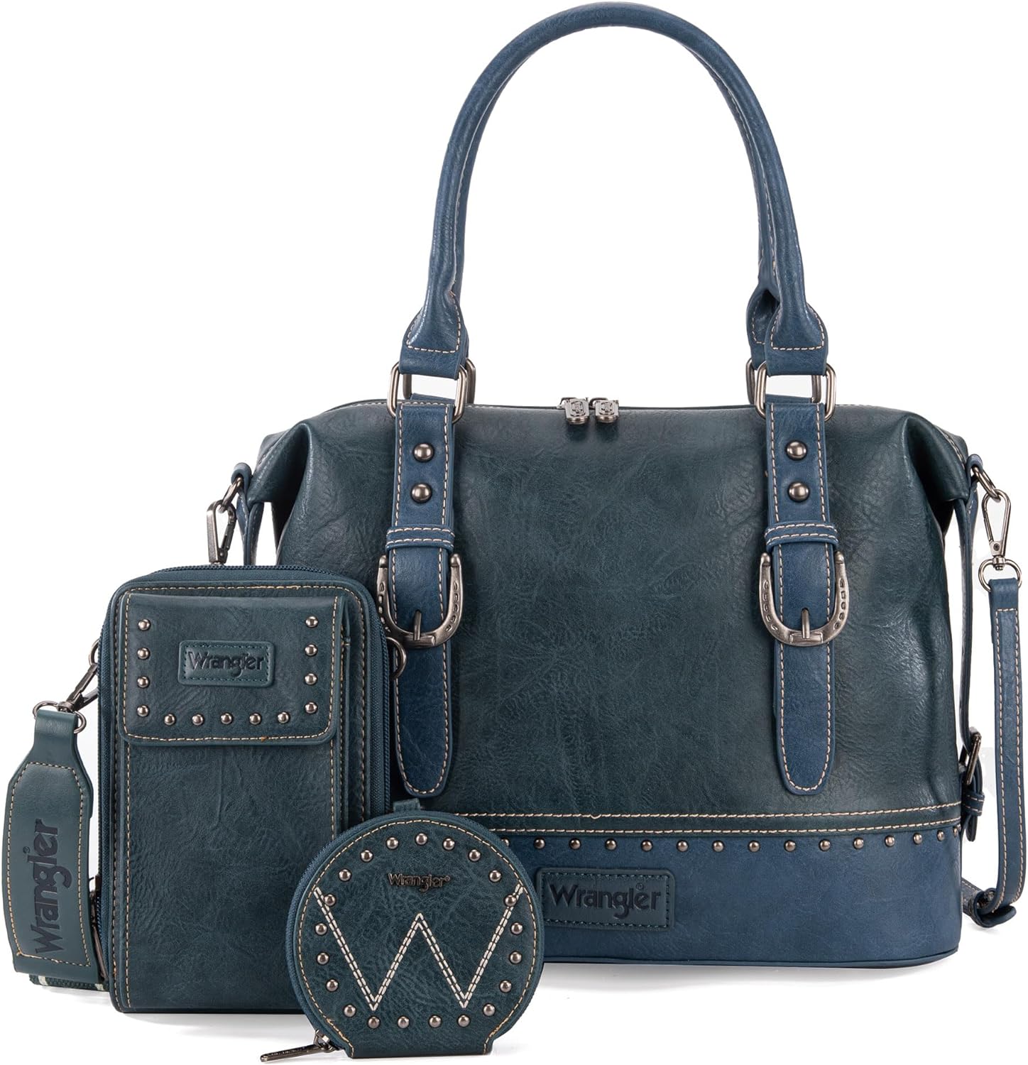 Wrangler 3Pcs Doctor Bag Sets for Women Top-handle Satchel Bag with Cell Phone Handbags and Coin Purse