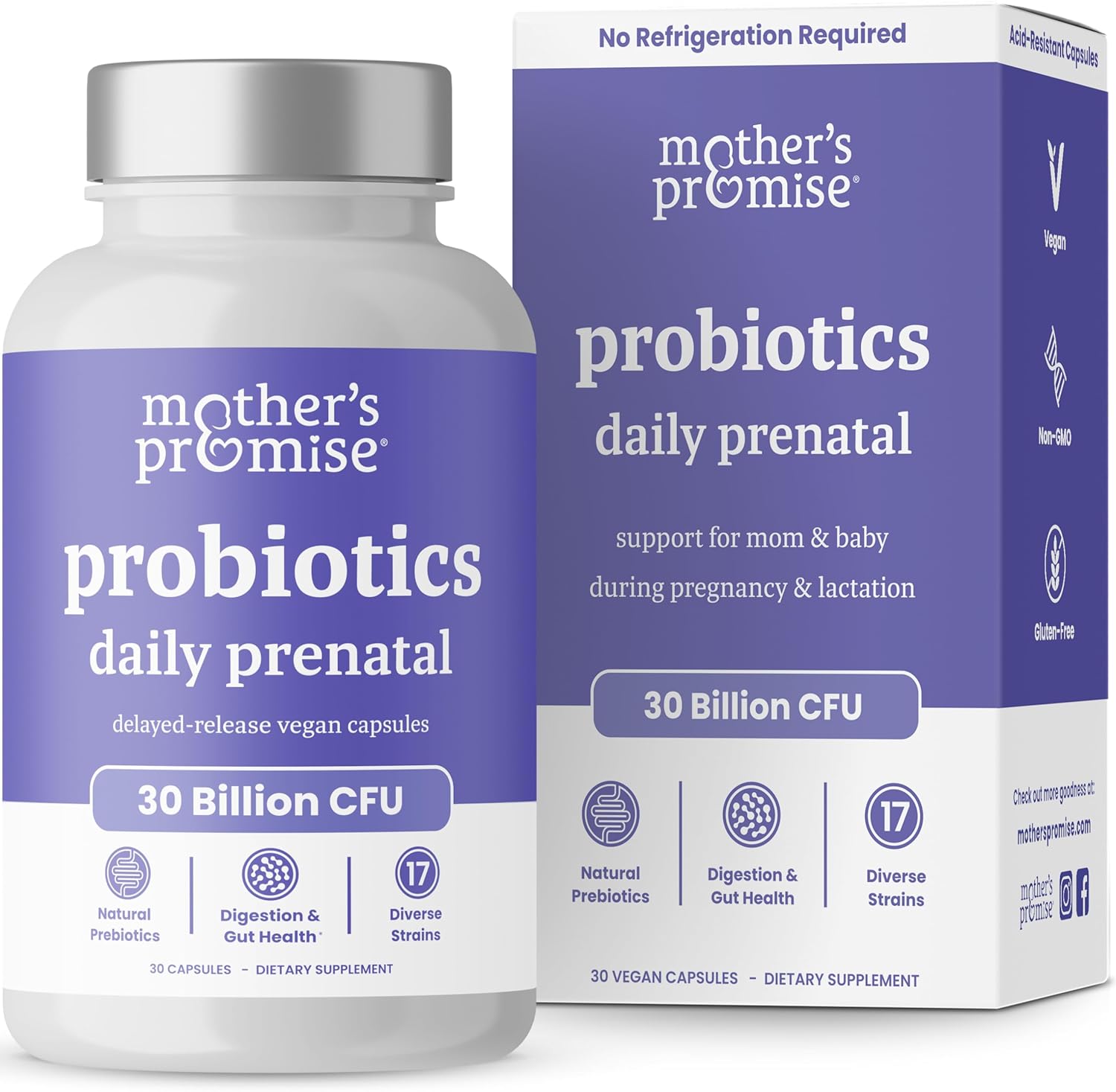 Prenatal Probiotics for Women | 30 Billion CFU, 17 Strains + Organic Prebiotics | Supports Digestion, Gut & Immune Health for Mom & Baby | Womens Probiotic for Pregnancy & Lactation | Vegan Capsules