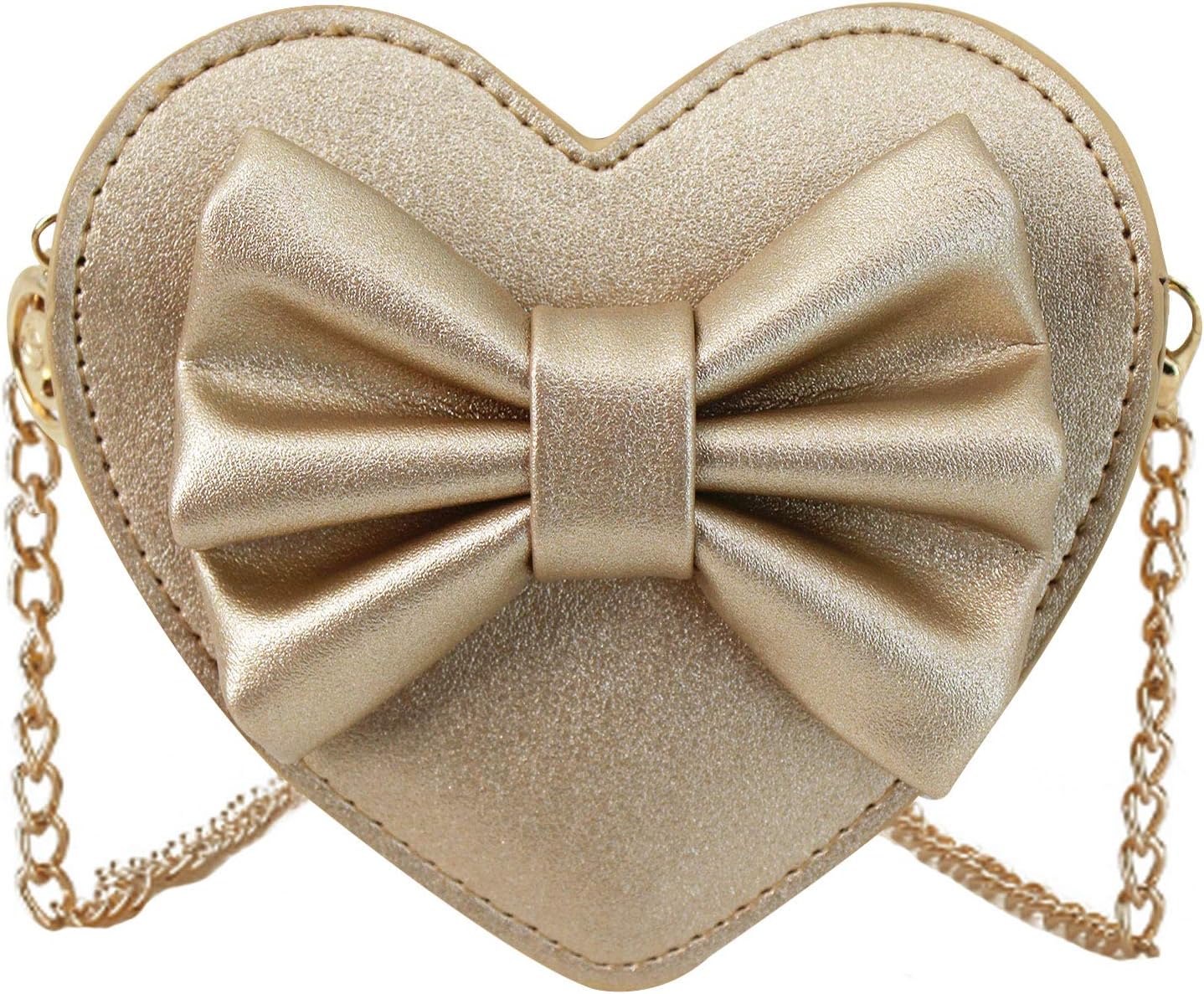 Goclothod Girls Bowknot Mini Coin Purse Heart Shape Cross Body Handbag Shoulder Bag Wallet