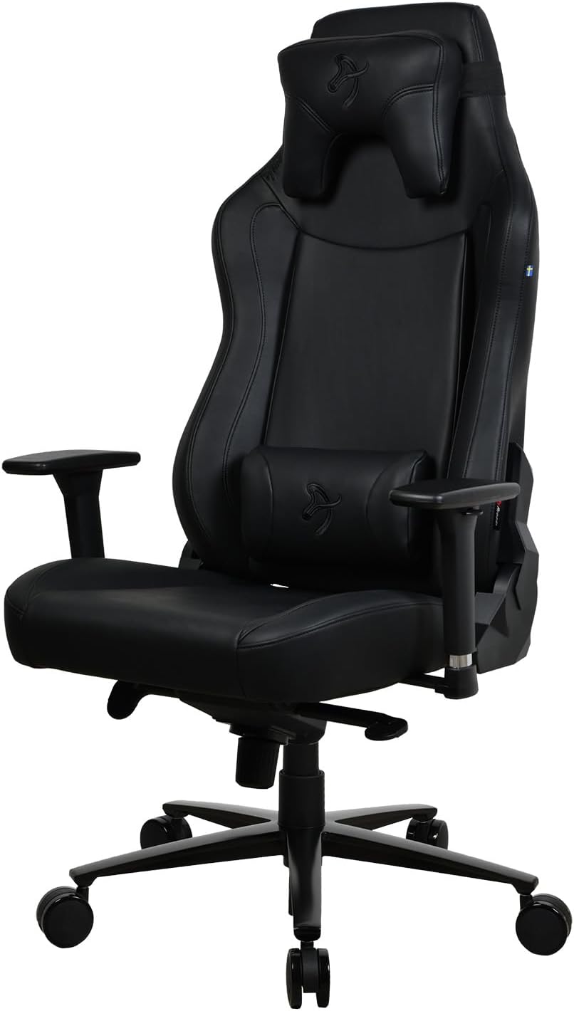 Arozzi Vernazza XL Soft PU Ergonomic Computer Gaming/Office Chair with High Backrest, Recliner, Swivel, Tilt, Rocker, Adjustable Height and Adjustable Lumbar and Neck Support – Pure Black