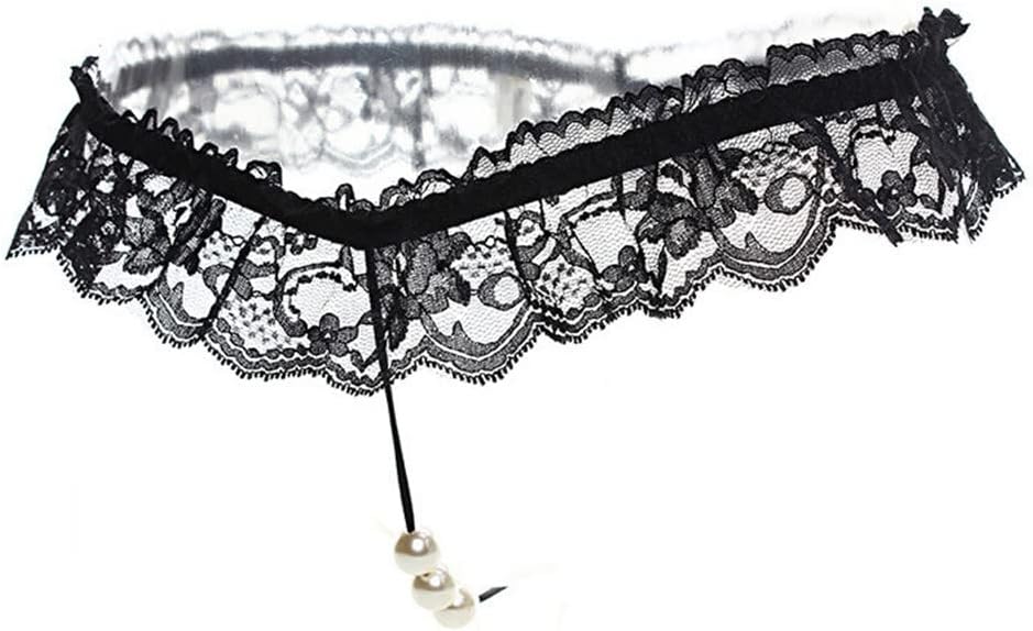 Womens Sexy Pendant Pearl G String Floral Lace Briefs Thongs Underwear