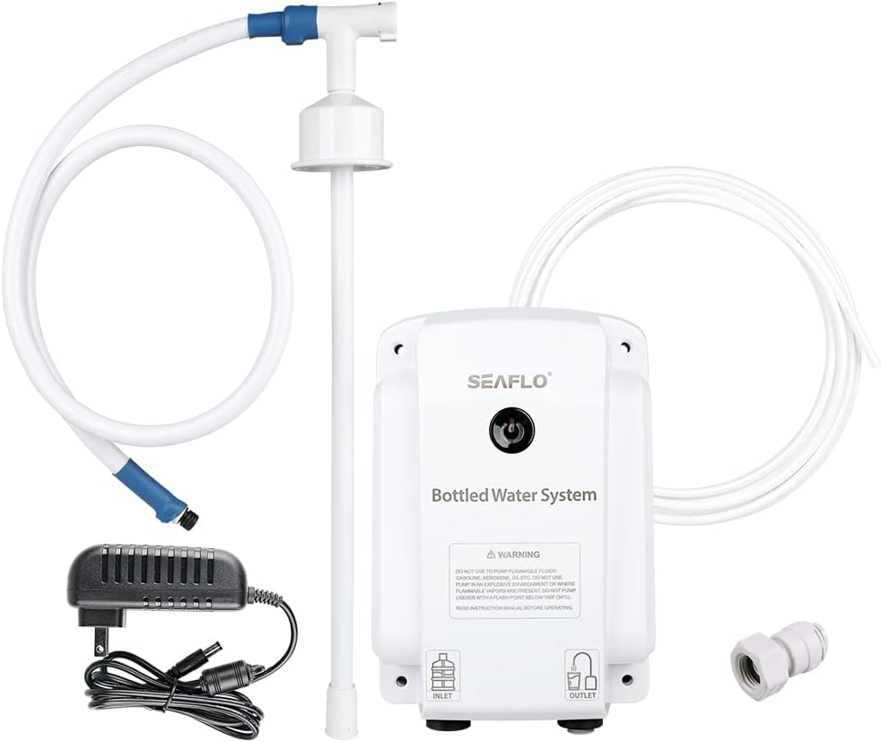 SEAFLO Bottled Water System – Convenient On/Off Switch, 20ft Discharge Tube, Wall Plug