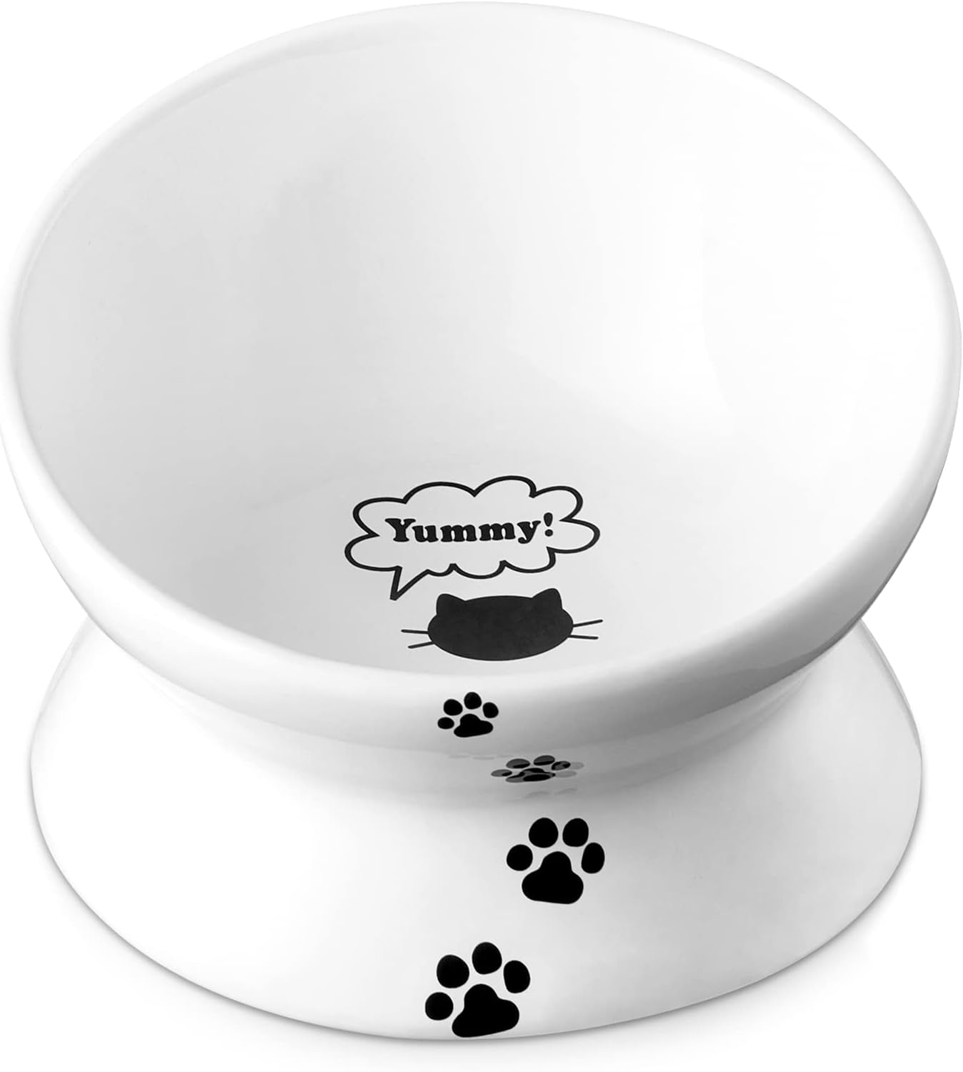 Y YHY Cat Bowl, Large Raised Cat Food Bowls Anti Vomiting, 7 Inch Tilted Elevated Cat Bowl, Ceramic Pet Food Bowl for Adult Cats and Medium Dogs, Protect Pet’s Spine, Dishwasher Safe
