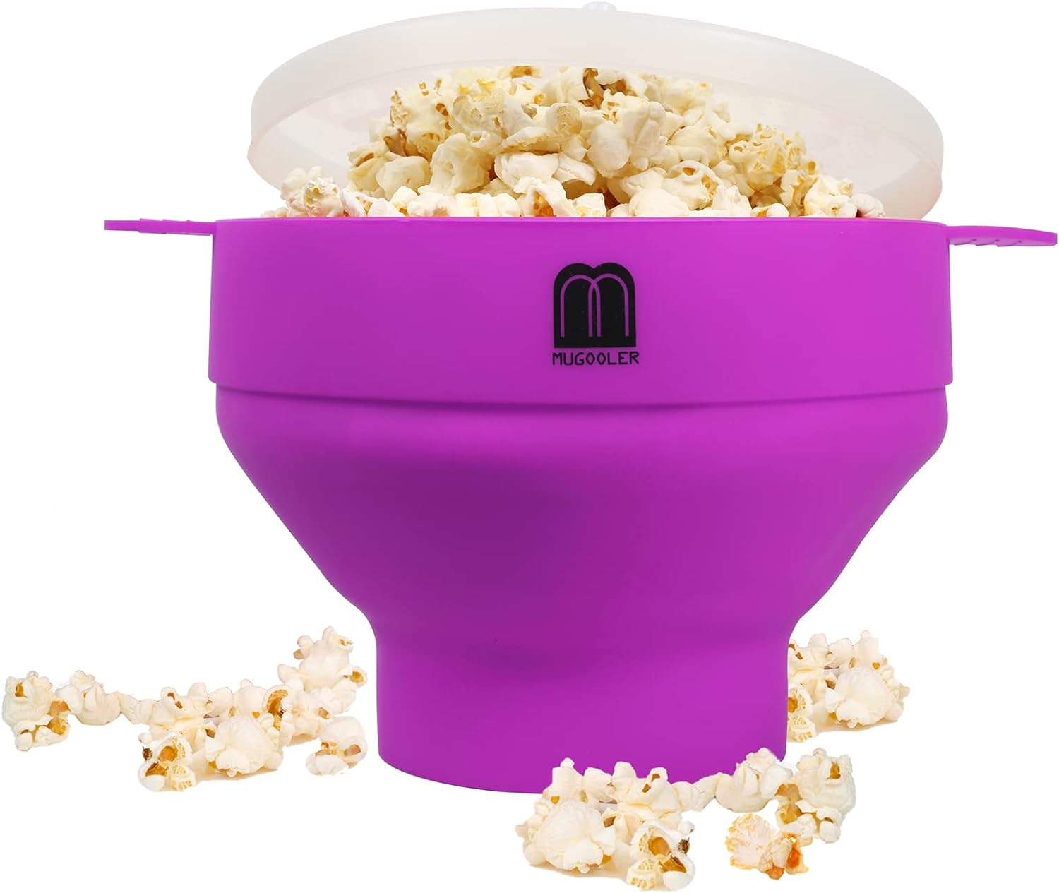 MMUGOOLER Original Microwave Popcorn Popper Silicone Popcorn Maker, Collapsible Bowl with Lid BPA Free and Dishwasher Safe, Quick & Easy(Purple)