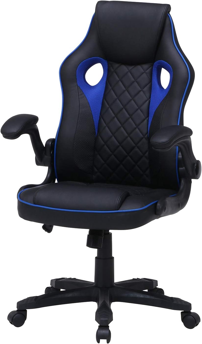 Fuji Boeki 15508 Gaming Chair, Office Chair, Width 25.8 x Depth 24.8 x Height 40.6 – 43.7 inches (65.5 x 63 x 103 – 111 cm), Blue, Locking, Height Adjustment, Arm Up, Signal