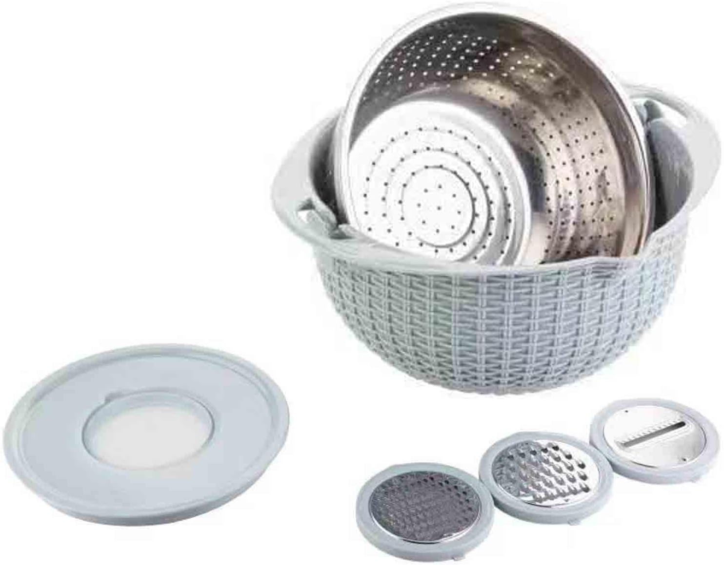 JforSJizT 4-1 Colander with Mixing Bowl Set,2024 New Food Strainers and Colanders for Kitchen,Food, Pasta And Rice Strainer,Fruit and Veggie Washer,Salad Spinner,Apartment & Home Essentials – Blue