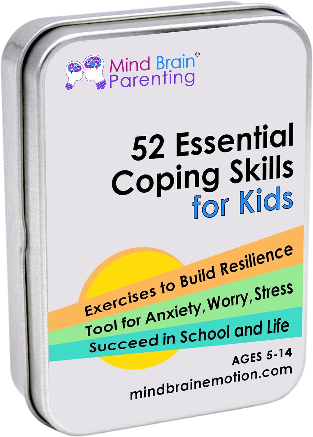 Mind Brain Emotion 52 Essential Coping Skills for Kids: Mindfulness CBT Cards for Stress, Anxiety, Anger, Executive Functioning, Coping Strategies for Anxious Generation, Family, School Therapy Game