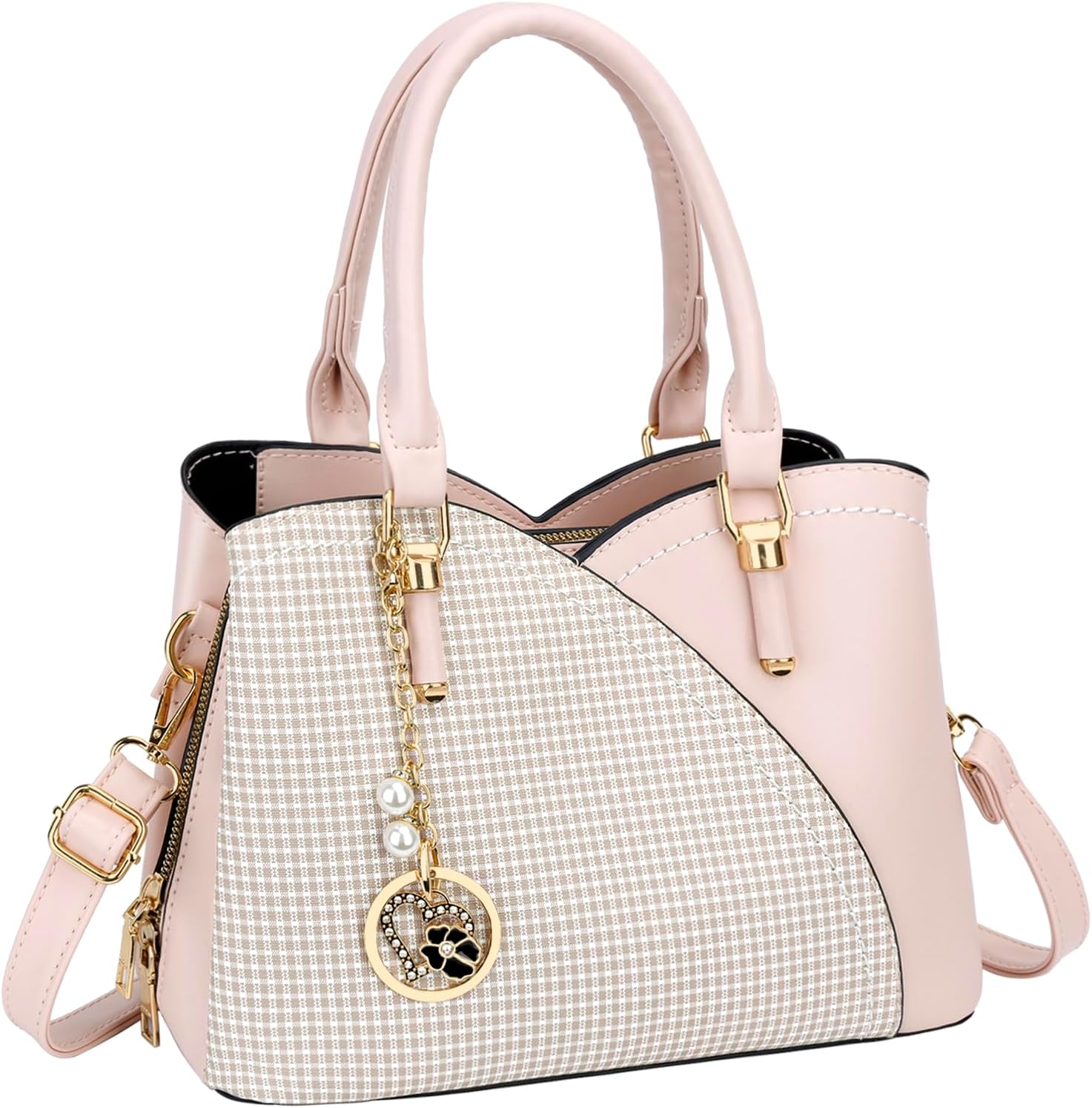 KKXIU Triple Compartments Purses and Handbags for Women Fashion Ladies Satchel Shoulder Top Handle Bag