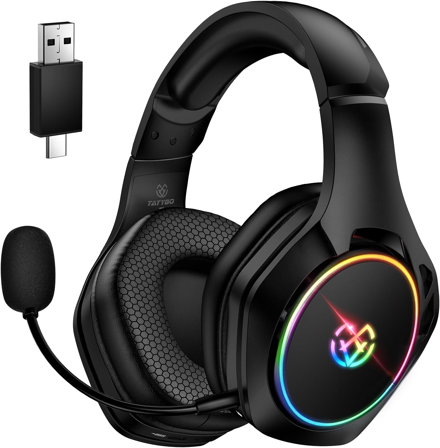 Wireless Gaming Headset 7.1, Bluetooth 5.3 & 2.4GHz Type-C & USB Gaming Headphones with 40H+, Gaming Headsets for PS5, PS4, PC, Switch, Phone