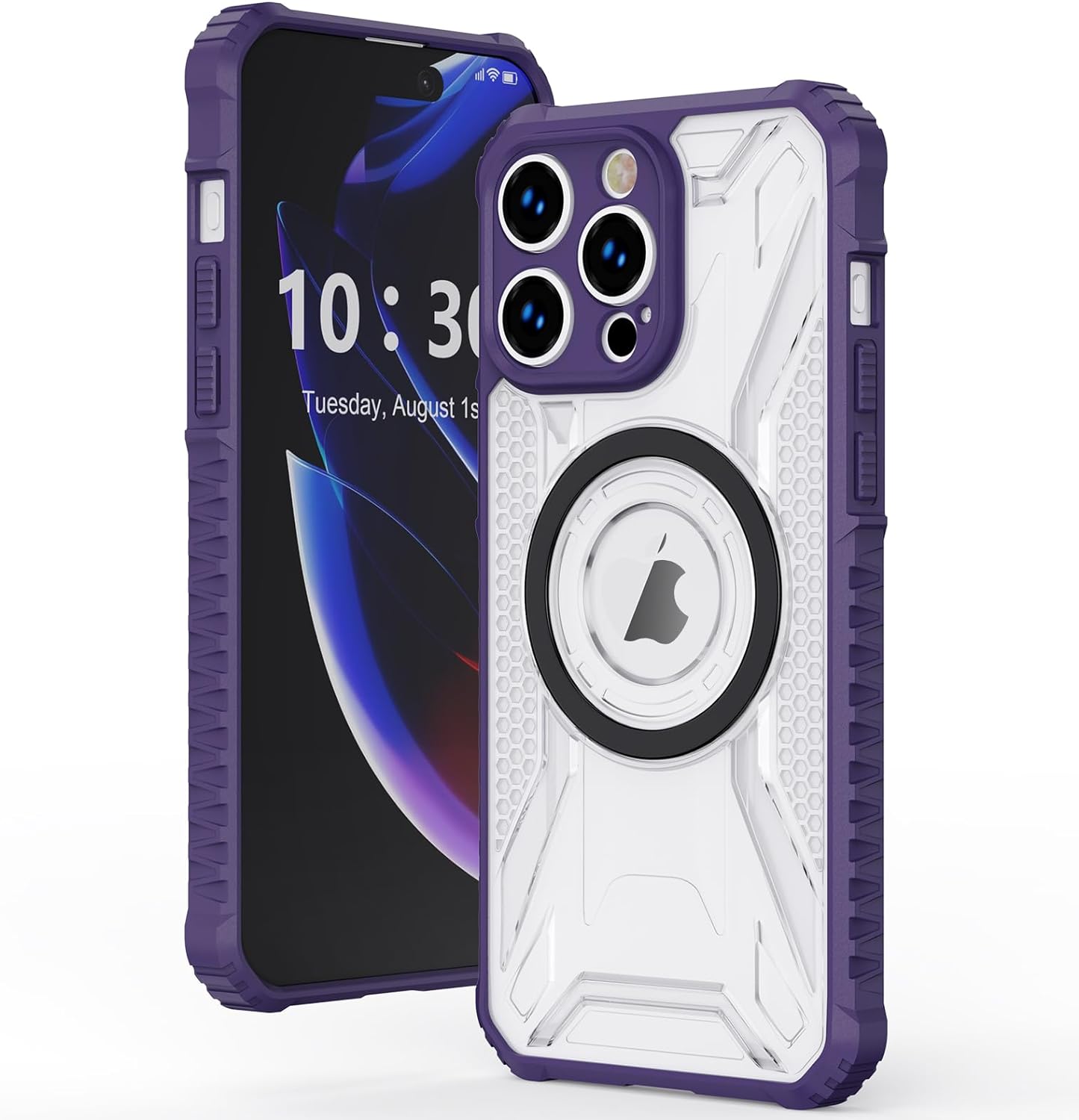 DAKORIE for iPhone 15 Pro Max Case Clear Magnetic Military Grade Drop Protection Slim Thin 15 Pro Max Phone Case Cover 6.7 inch – Purple