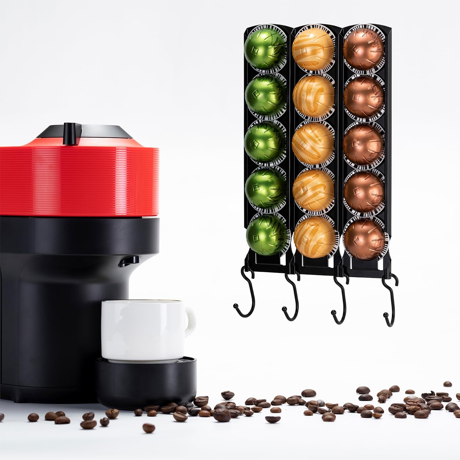 Nespresso Pods Holder for Coffee Pod Holder Organizer Wall Mount Under Cabinet Coffee Maker（15 pods）