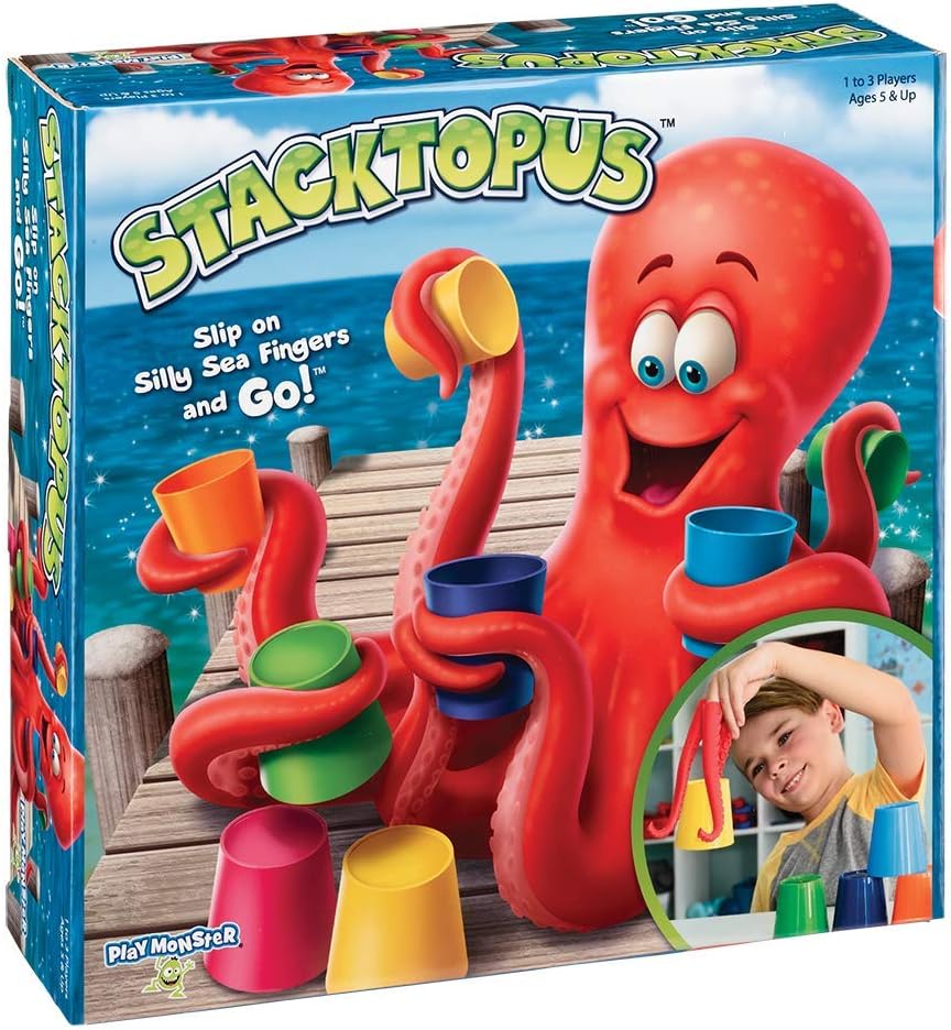 Stacktopus Kids’ Game — Use Silly Sea Fingers to Stack Cups — Ages 5+