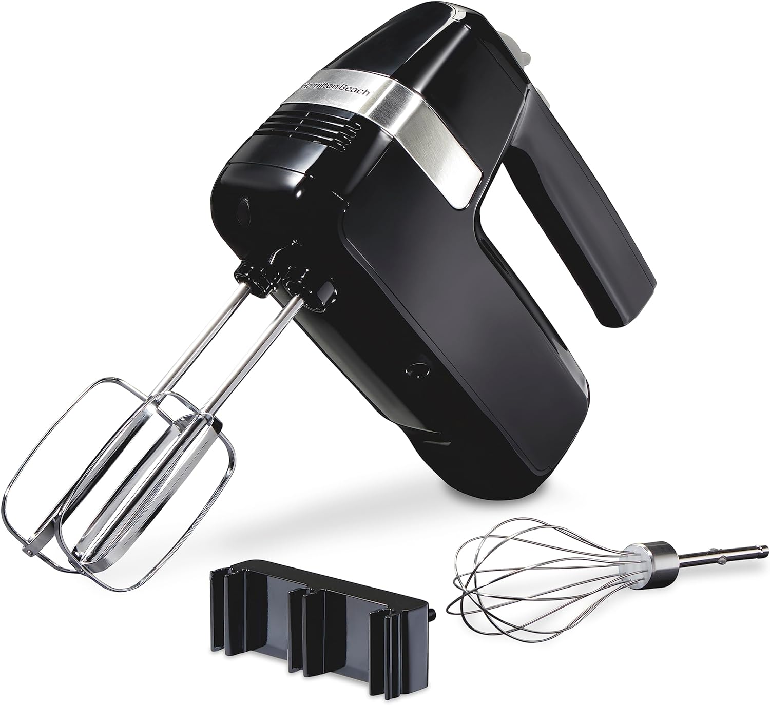Hamilton Beach Electric Hand Mixer, 6 Speeds + Stir Button, 300 Watts of Peak Power for Powerful Mixing, Includes Whisk and Storage Clip, Black (62628)
