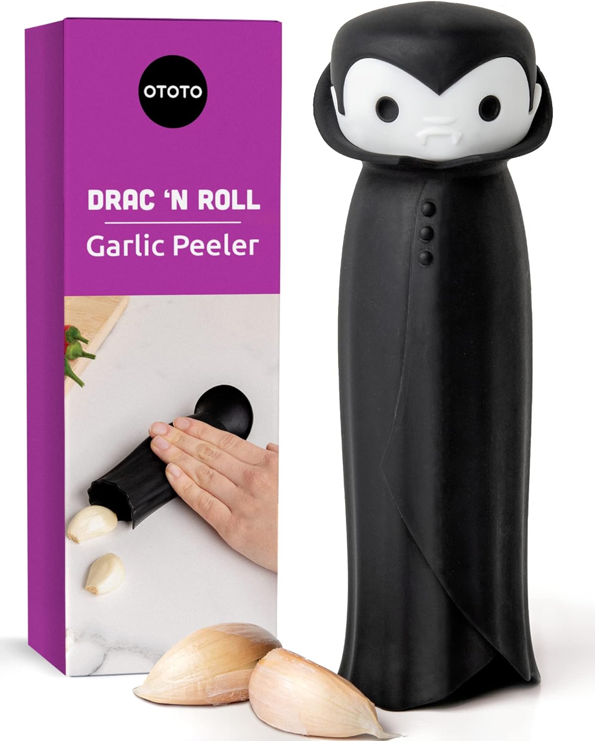 OTOTO Drac N’ Roll Vampire Garlic Roller, Silicone Garlic Peeler Tube, Silicone Tube Roller for Halloween – Kitchen Gadget for Garlic, Garlic Tube, Garlic Crusher