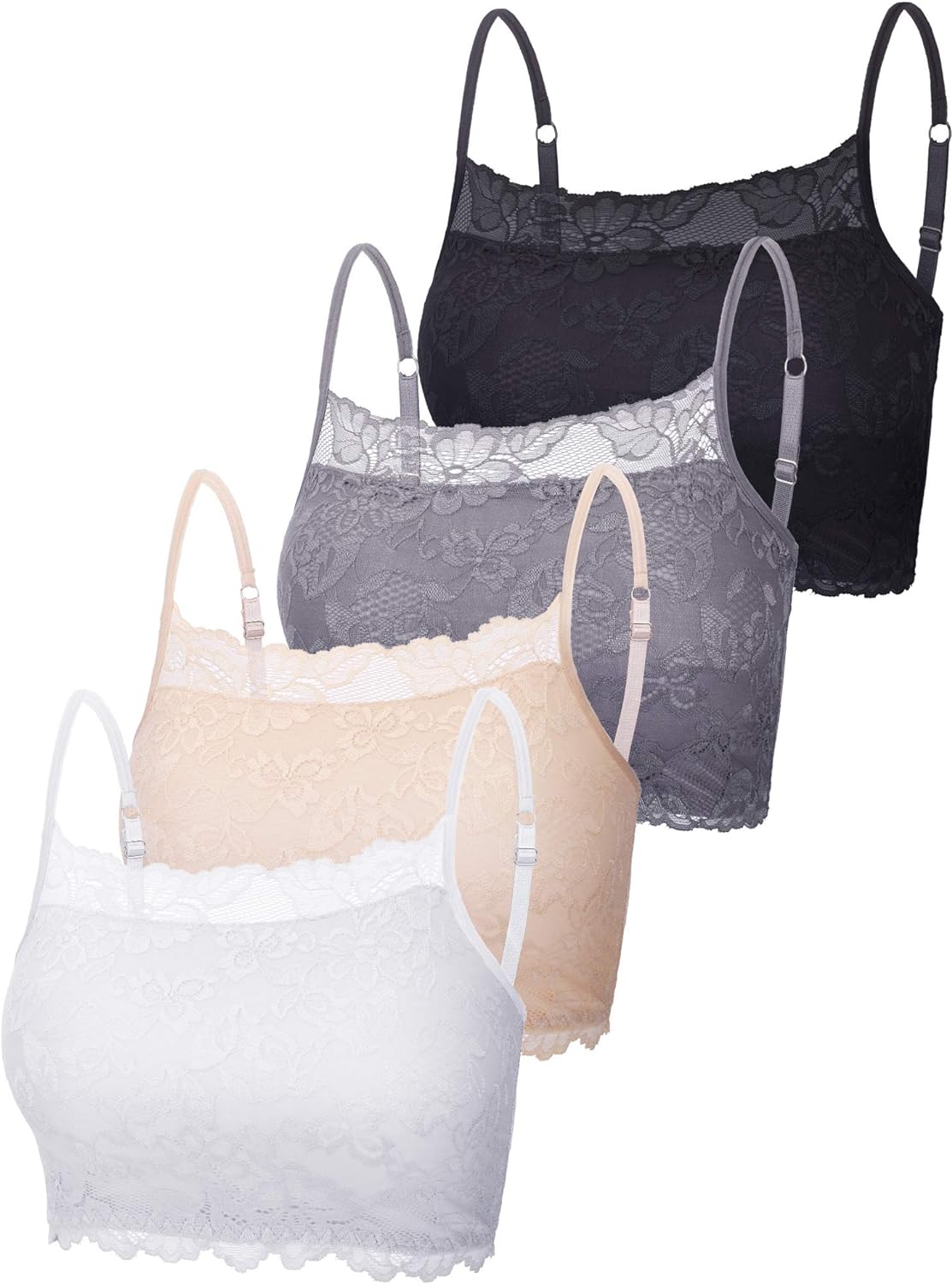 4 Pieces Women’s Lace Cami Stretch Lace Half Cami Breathable Lace Bralette Top for Women Girls