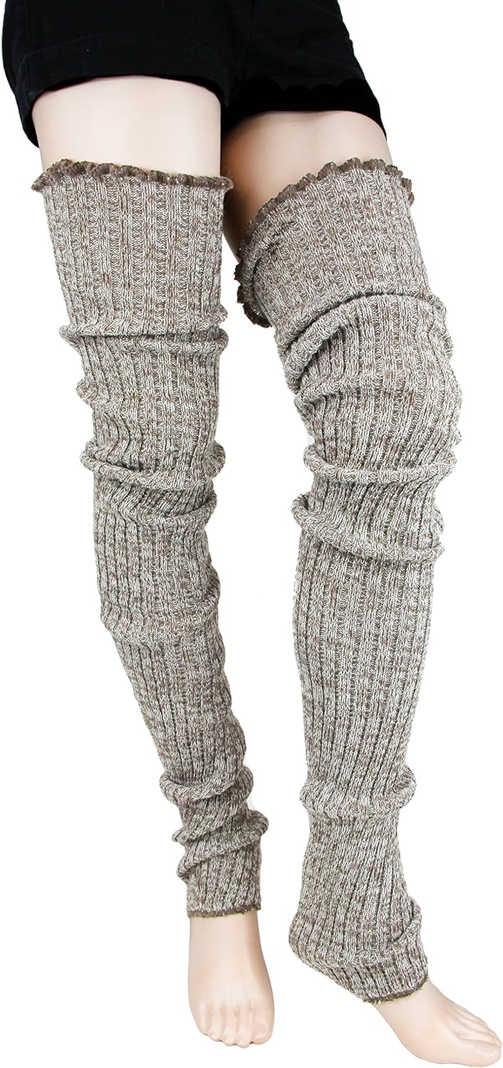 Foot Traffic Women’s Cable-Knit Leg Warmers, Warm & Long Footless Thigh-Highs